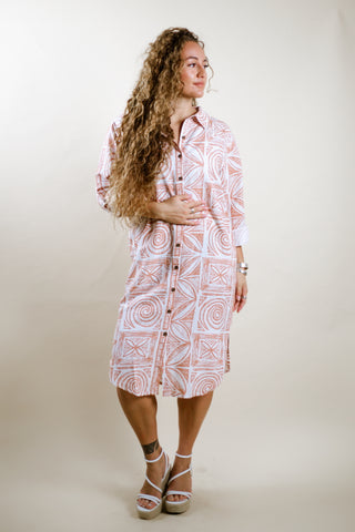 LAUMEI LADIES COTTON LINEN SHIRT DRESS (ALL SALES FINAL)