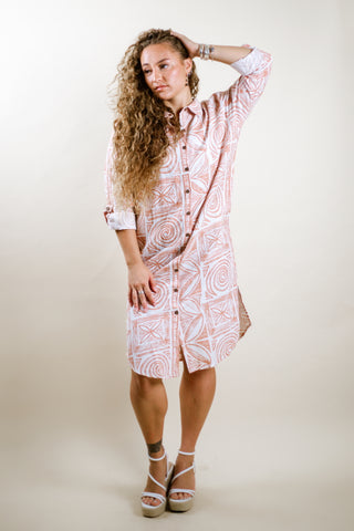 LAUMEI LADIES COTTON LINEN SHIRT DRESS (ALL SALES FINAL)