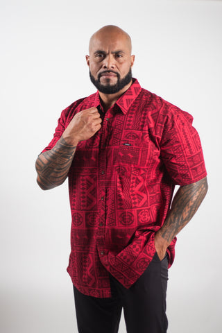 MENS COTTON TANOA SHIRT KERAI SS3738-TS (ALL SALES FINAL)