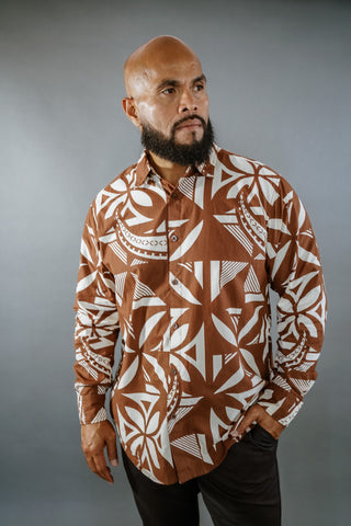 PULE MEN'S COTTON L/S TANOA SHIRT MLS001 (ALL SALES FINAL)