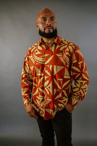PULE MEN'S COTTON L/S TANOA SHIRT MLS001 (ALL SALES FINAL)