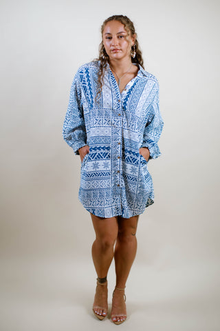 LE ALA L/S BUTTON DRESS TDSH001