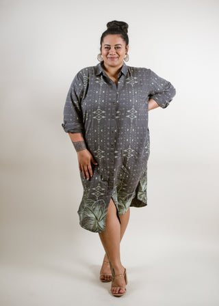 PUA LADIES COTTON LINEN SHIRT DRESS (ALL SALES FINAL)