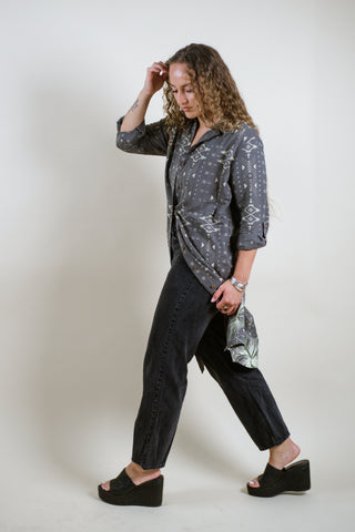 PUA LADIES COTTON LINEN SHIRT DRESS (ALL SALES FINAL)