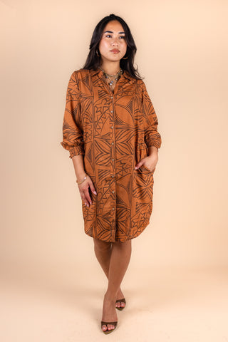 AFIAMALU L/S BUTTON DRESS TDSH001