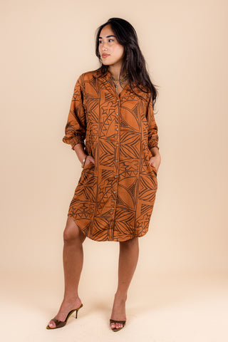 AFIAMALU L/S BUTTON DRESS TDSH001