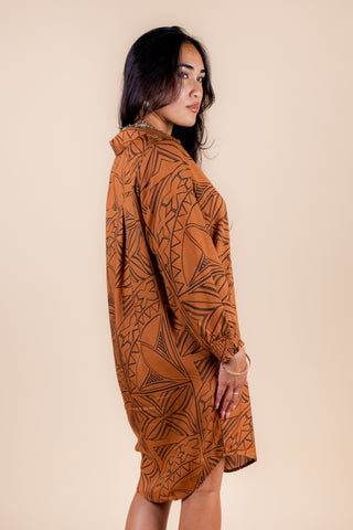 AFIAMALU L/S BUTTON DRESS TDSH001