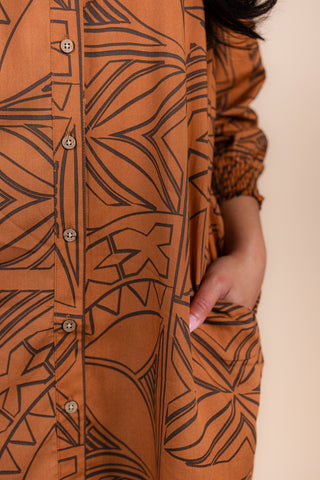 AFIAMALU L/S BUTTON DRESS TDSH001