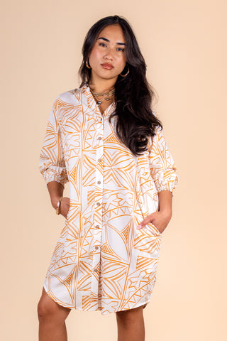 AFIAMALU L/S BUTTON DRESS TDSH001
