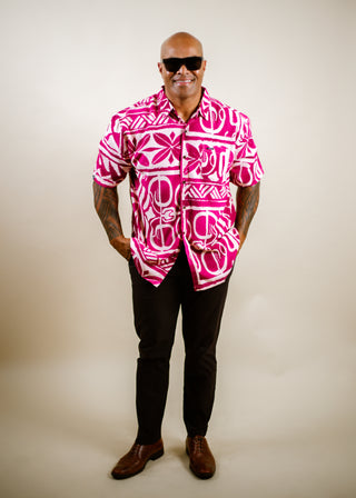 CAKAU MEN'S SILKY DOBBY TANOA SHIRT-SS4119 (ALL SALES FINAL)