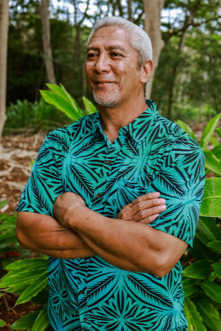 ELINA MEN'S SILKY DOBBY TANOA SHIRT-SS4118
