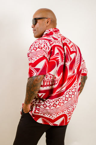 MELAI MEN'S SILKY DOBBY TANOA SHIRT-SS4115