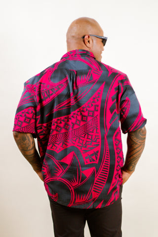 MELAI MEN'S SILKY DOBBY TANOA SHIRT-SS4115