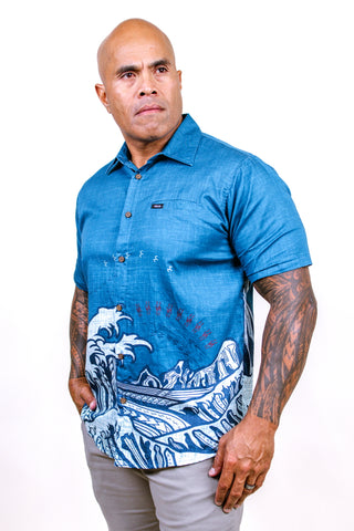 MENS COTTON SATIN SHIRT THE WAVE MSS010