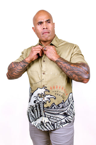 MENS COTTON SATIN SHIRT THE WAVE MSS010