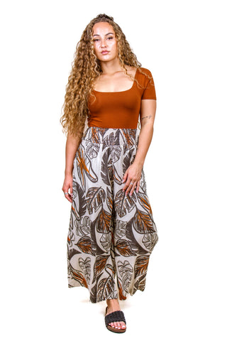 NAFANUA WIDE LEG SMOCKED WAIST PANT TP256