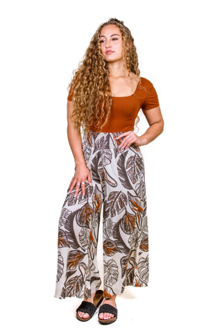 NAFANUA WIDE LEG SMOCKED WAIST PANT TP256