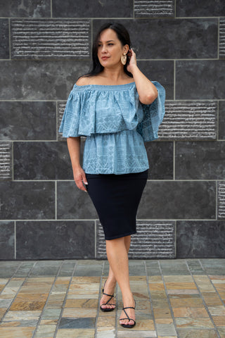 DENIM SAFUNE OFF SHOULDER TOP TT133 (ALL SALES FINAL)