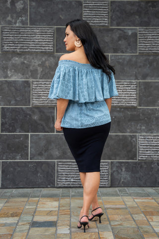 DENIM SAFUNE OFF SHOULDER TOP TT133 (ALL SALES FINAL)