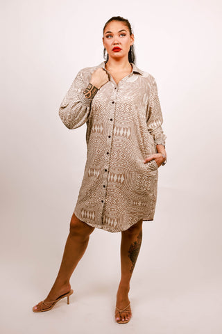 ULU ELEI L/S BUTTON DRESS TDSH001