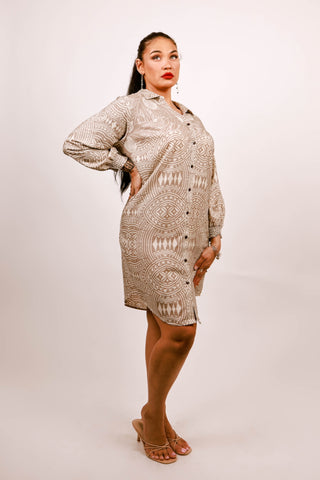 ULU ELEI L/S BUTTON DRESS TDSH001