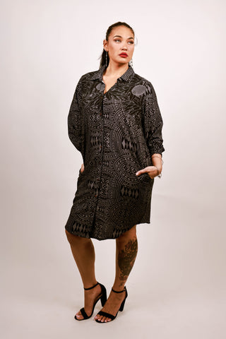 ULU ELEI L/S BUTTON DRESS TDSH001