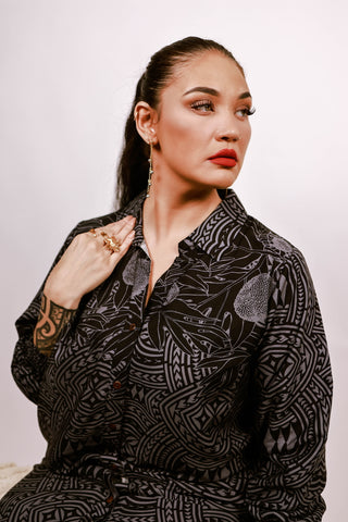 ULU ELEI L/S BUTTON DRESS TDSH001