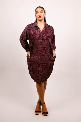 ULU ELEI L/S BUTTON DRESS TDSH001