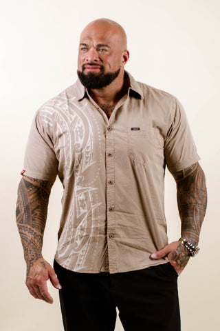 VAITAFE MEN'S COTTON TANOA SHIRT TSS006 (ALL SALES FINAL)