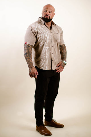 VAITAFE MEN'S COTTON TANOA SHIRT TSS006 (ALL SALES FINAL)