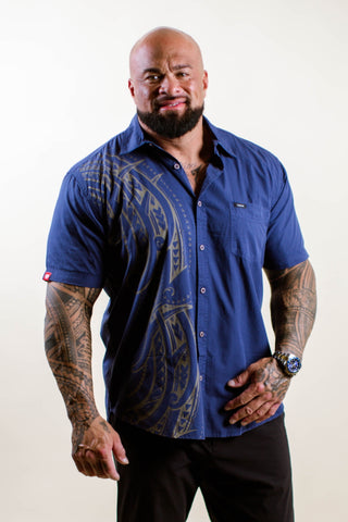 VAITAFE MEN'S COTTON TANOA SHIRT TSS006 (ALL SALES FINAL)