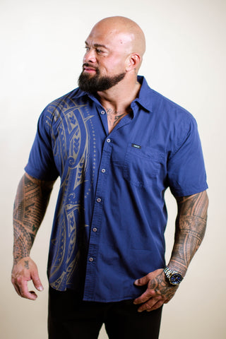 VAITAFE MEN'S COTTON TANOA SHIRT TSS006 (ALL SALES FINAL)