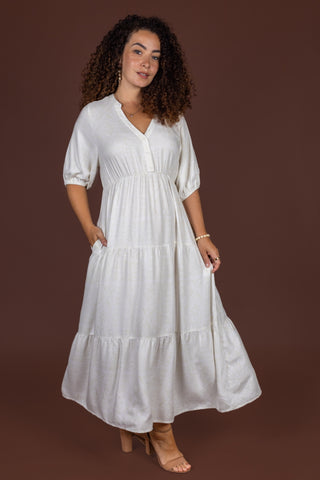 WHITE SUNDAY TIERED MIDI DRESS TD223