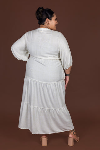 WHITE SUNDAY TIERED MIDI DRESS TD223