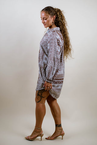LE ALA L/S BUTTON DRESS TDSH001