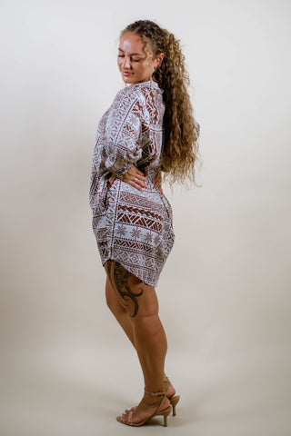 LE ALA L/S BUTTON DRESS TDSH001