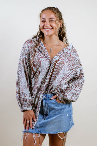 LE ALA L/S BUTTON DRESS TDSH001