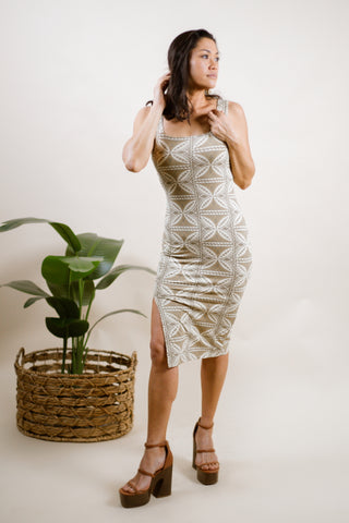 PULU BODY CON SLIT DRESS TD162