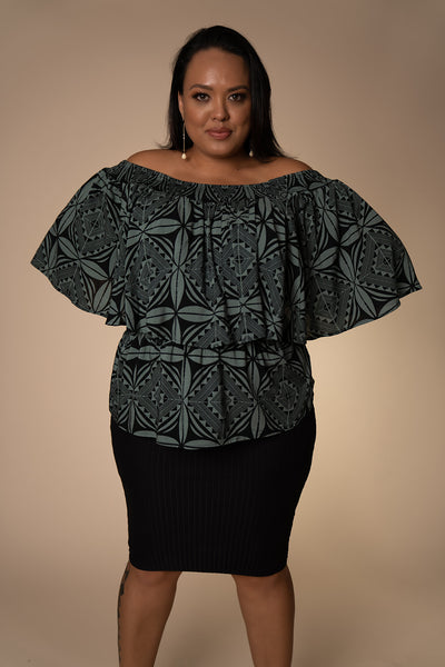 PUA BLOCK GRAY OFF SHOULDER TOP TT133 (ALL SALES FINAL)