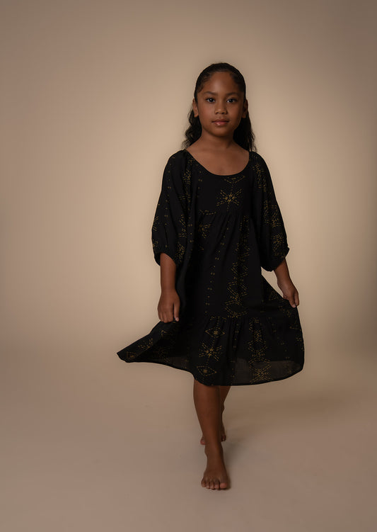PUA MALU BLACK GIRLS KAFTAN MIDI DRESS TD902 (ALL SALES FINAL)